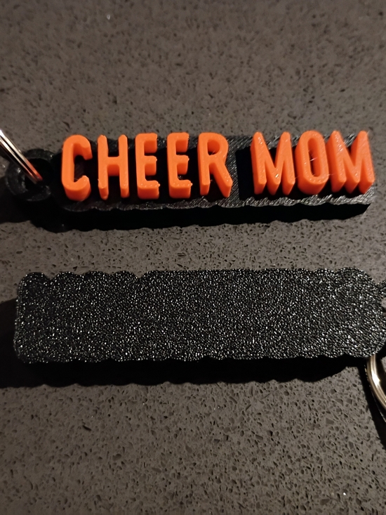 Accessories - Cheer Mom Black and Orange Keychain